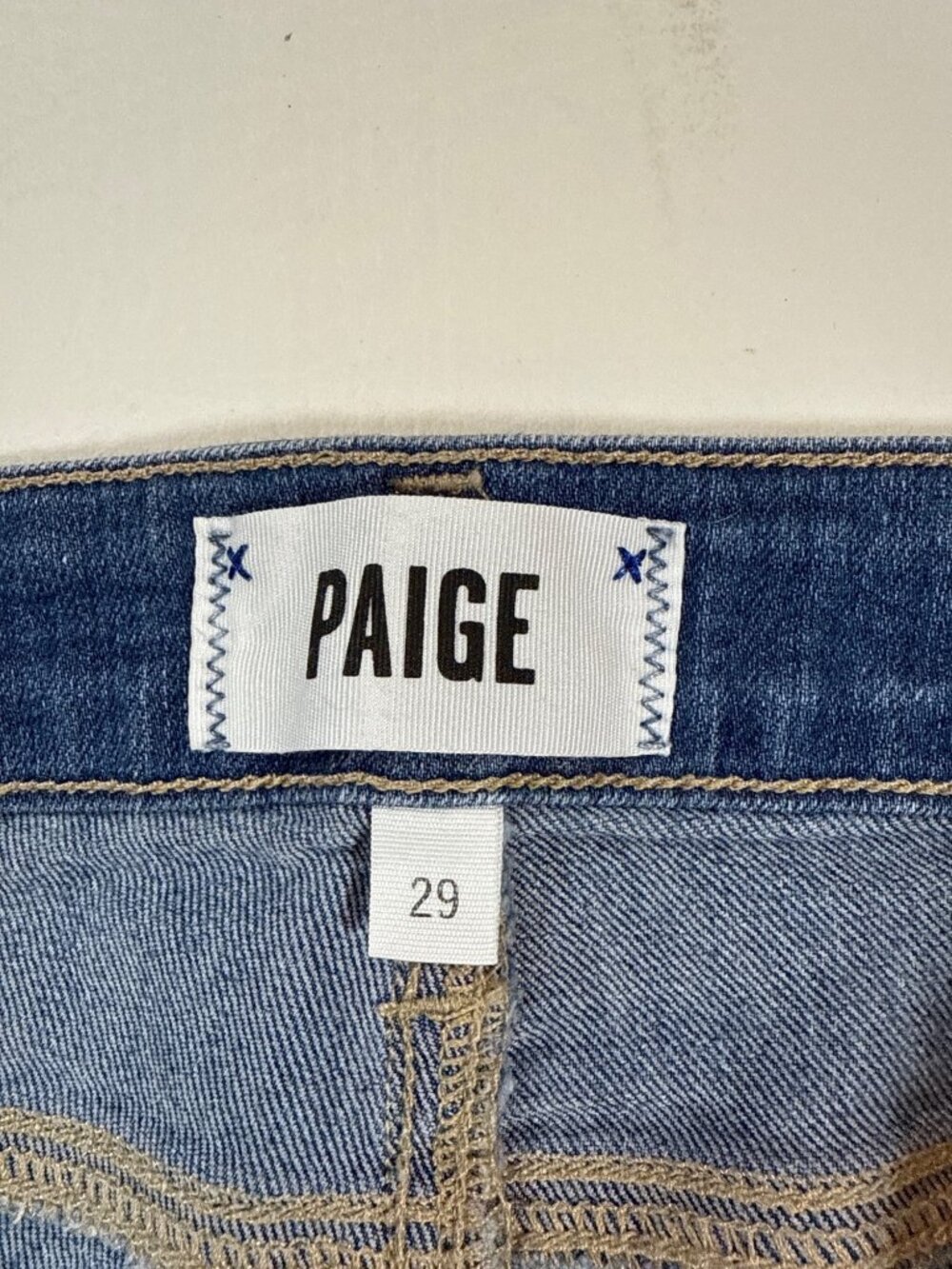 Paige Jimmy Jimmy Rolled Denim Shorts Womens Size 29 Mid Rise Blue Stretch - Picture 6 of 8